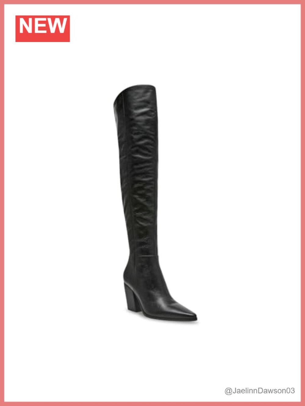 Steve Madden Women's Knee High Block Heel Boots Leather Square Toe